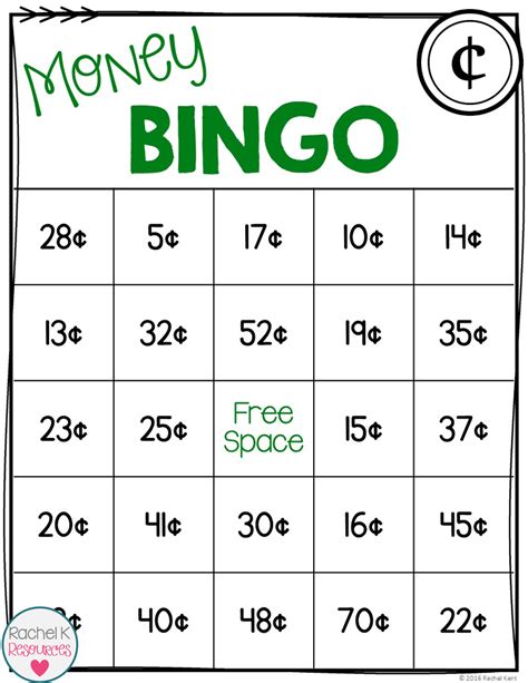 Coin Bingo Free Printable .